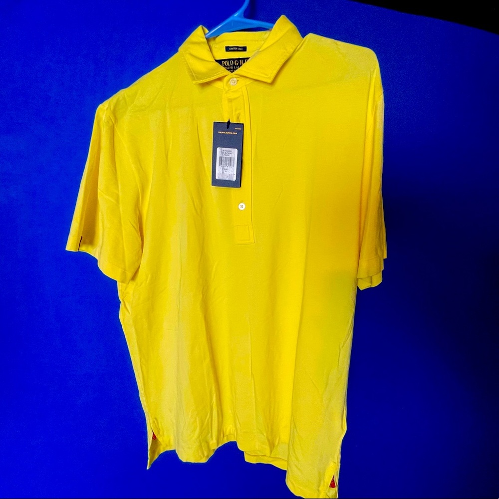 NWT Yellow Polo Golf Stretch Lisle Collared Shirt
